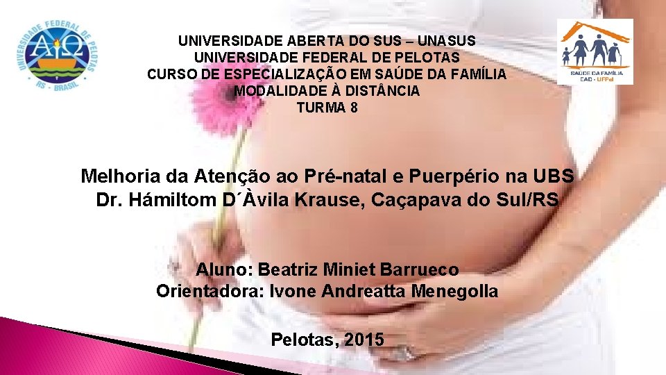 UNIVERSIDADE ABERTA DO SUS – UNASUS UNIVERSIDADE FEDERAL DE PELOTAS CURSO DE ESPECIALIZAÇÃO EM