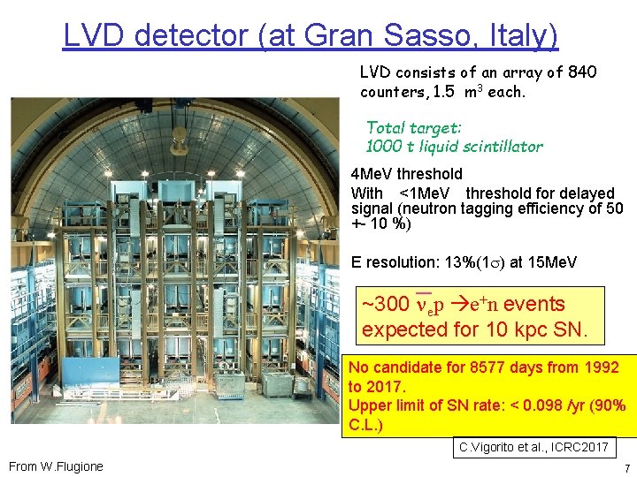 LVD detector (at Gran Sasso, Italy) LVD consists of an array of 840 counters,