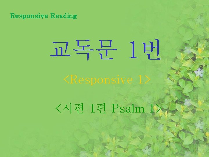 Responsive Reading 교독문 1번 <Responsive 1> <시편 1편 Psalm 1> 