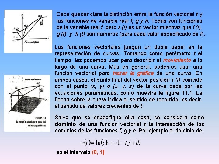 Debe quedar clara la distinción entre la función vectorial r y las funciones de