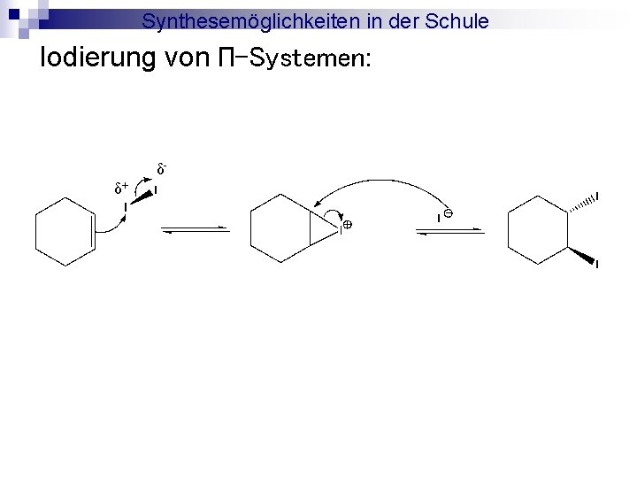 Synthesemöglichkeiten in der Schule Iodierung von ∏-Systemen: δδ+ 