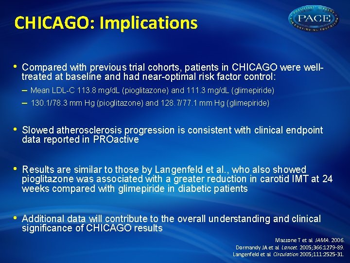 CHICAGO: Implications • Compared with previous trial cohorts, patients in CHICAGO were welltreated at