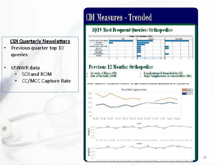 CDI Quarterly Newsletters • Previous quarter top 10 queries • USNWR data • SOI