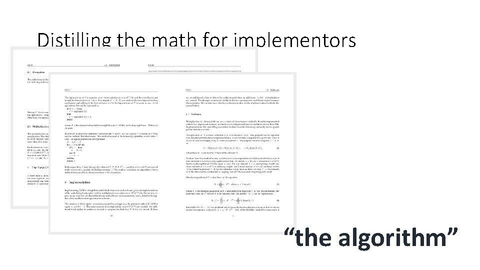 Distilling the math for implementors “the algorithm” 