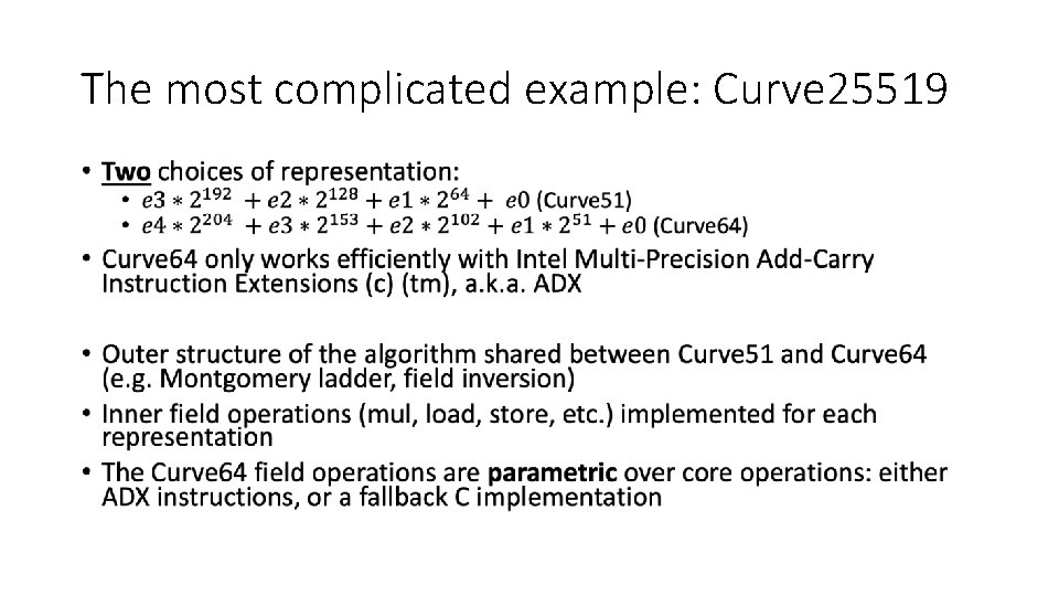 The most complicated example: Curve 25519 • 