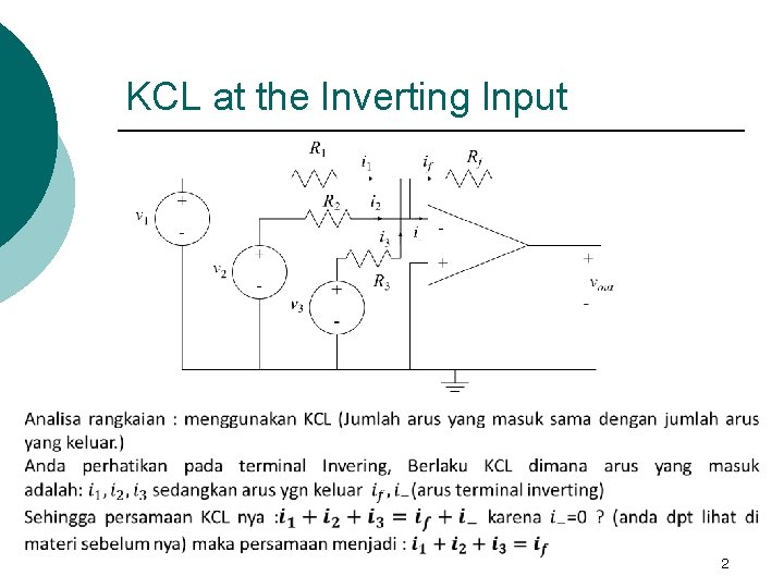 KCL at the Inverting Input 2 