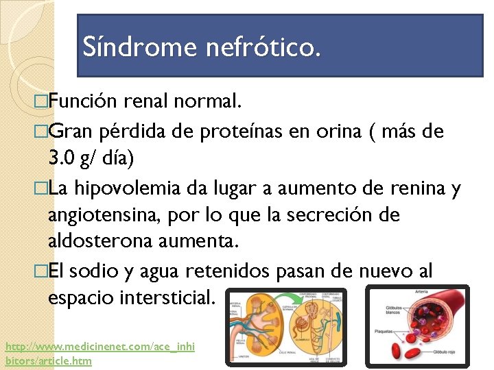 Síndrome nefrótico. �Función renal normal. �Gran pérdida de proteínas en orina ( más de
