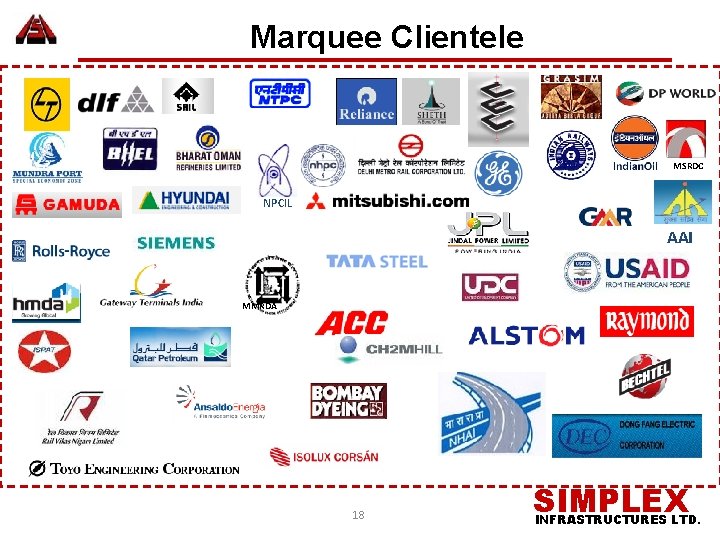 Marquee Clientele MSRDC NPCIL AAI MMRDA 18 SIMPLEX INFRASTRUCTURES LTD. 