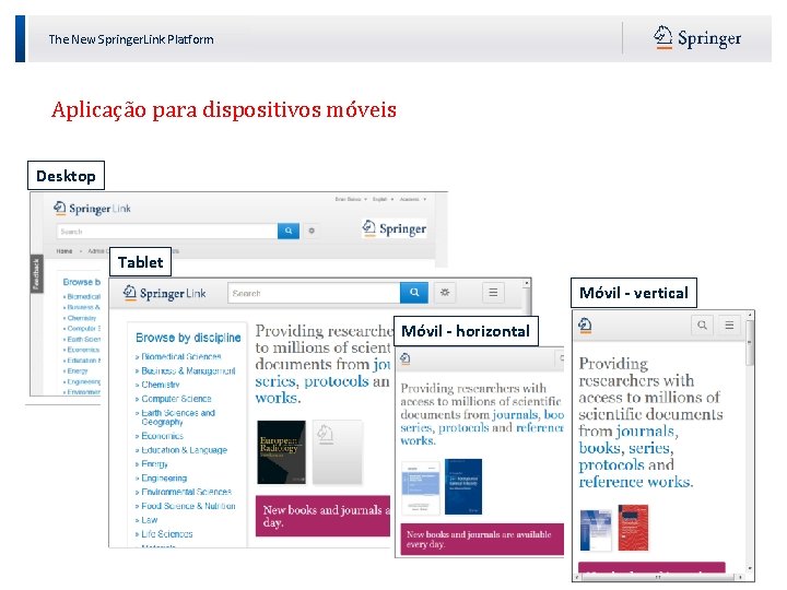 The New Springer. Link Platform Aplicação para dispositivos móveis Desktop Tablet Móvil - vertical