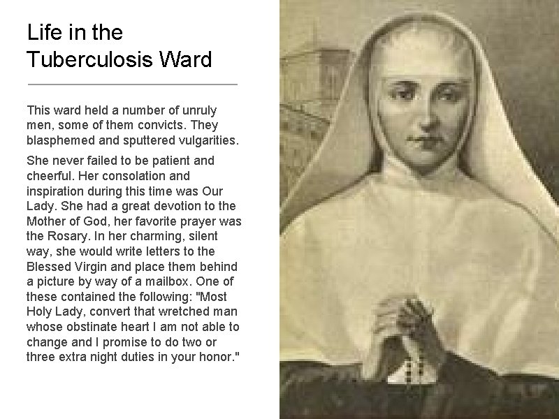 Life in the Tuberculosis Ward This ward held a number of unruly men, some