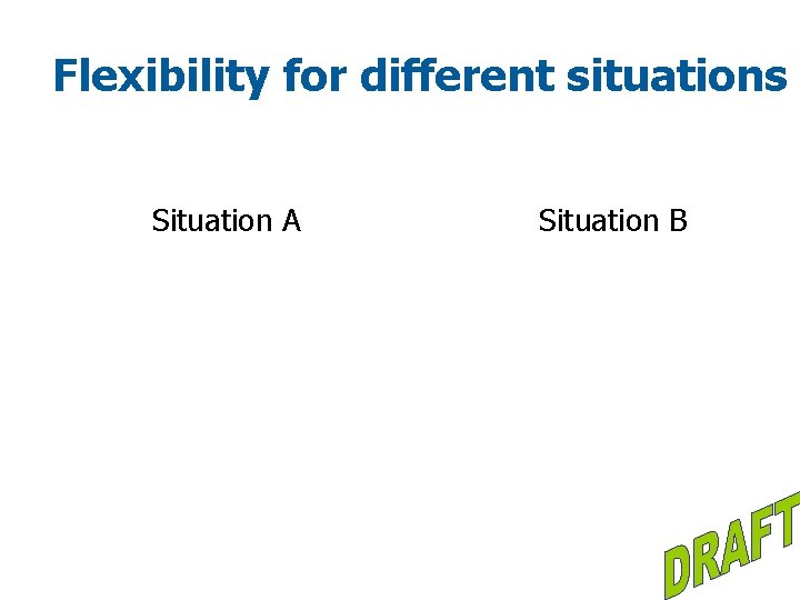 Flexibility for different situations Situation A Situation B 