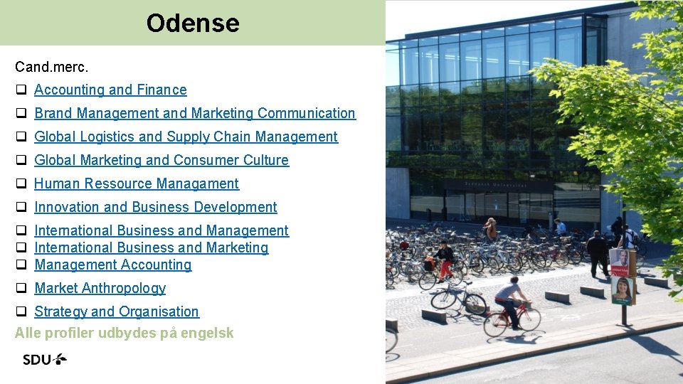 Odense Cand. merc. q Accounting and Finance q Brand Management and Marketing Communication q