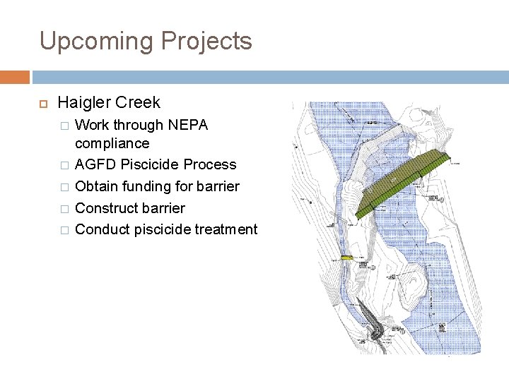 Upcoming Projects Haigler Creek � � � Work through NEPA compliance AGFD Piscicide Process