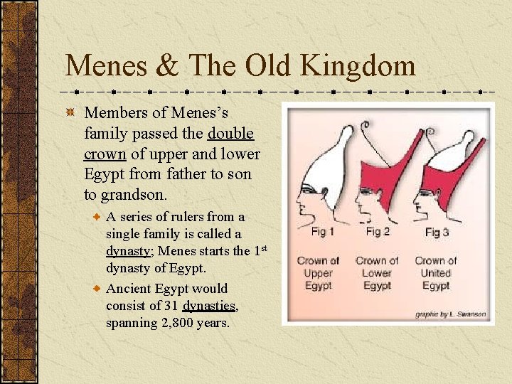 Menes & The Old Kingdom Members of Menes’s family passed the double crown of Menes & The Old Kingdom Members of Menes’s family passed the double crown of