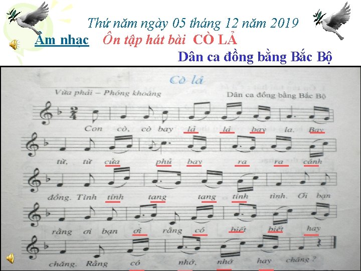 Thứ năm ngày 05 tháng 12 năm 2019 m nhạc Ôn tập hát bài