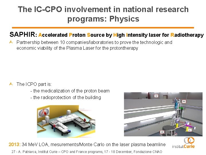 The IC-CPO involvement in national research programs: Physics SAPHIR: Accelerated Proton Source by High