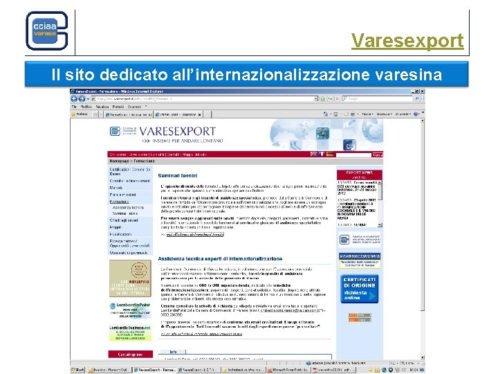 Varesexport Il sito dedicato all’internazionalizzazione varesina 
