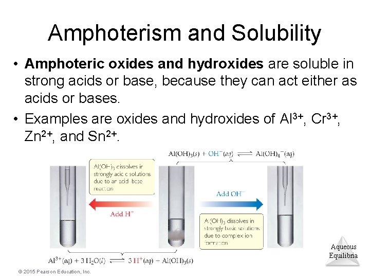 Amphoterism and Solubility • Amphoteric oxides and hydroxides are soluble in strong acids or