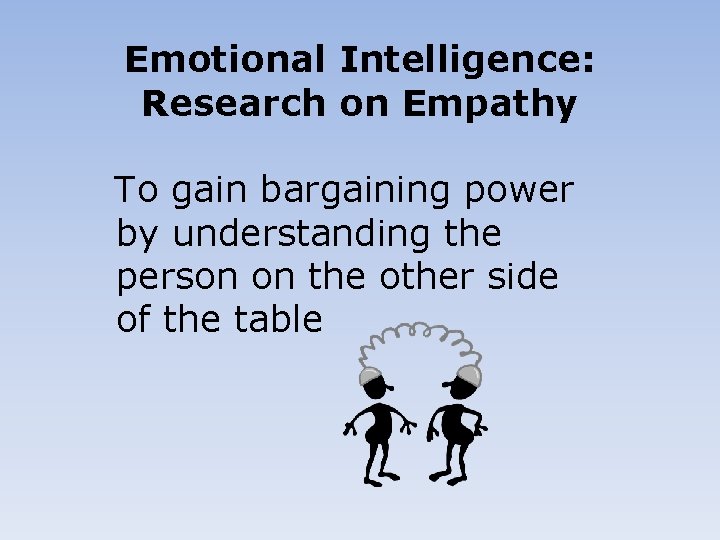 Emotional Intelligence: Research on Empathy To gain bargaining power by understanding the person on