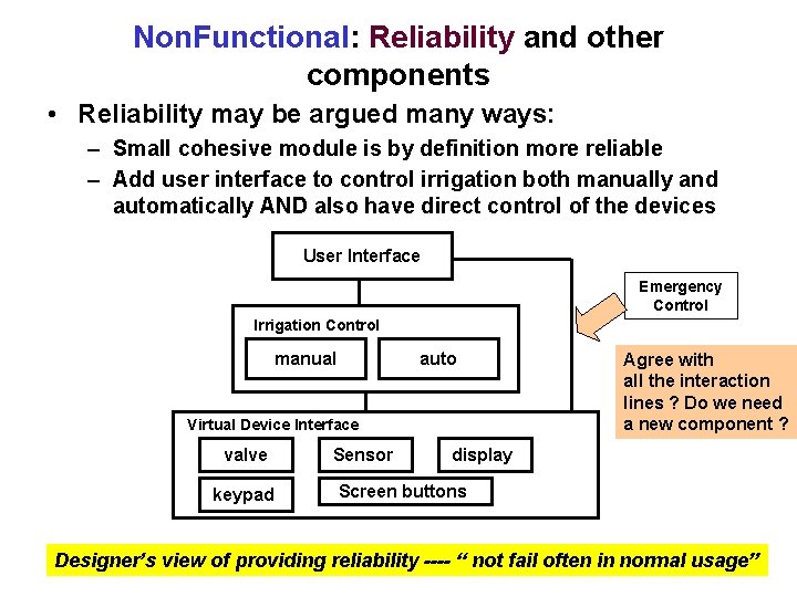 Non. Functional: Reliability and other components • Reliability may be argued many ways: –