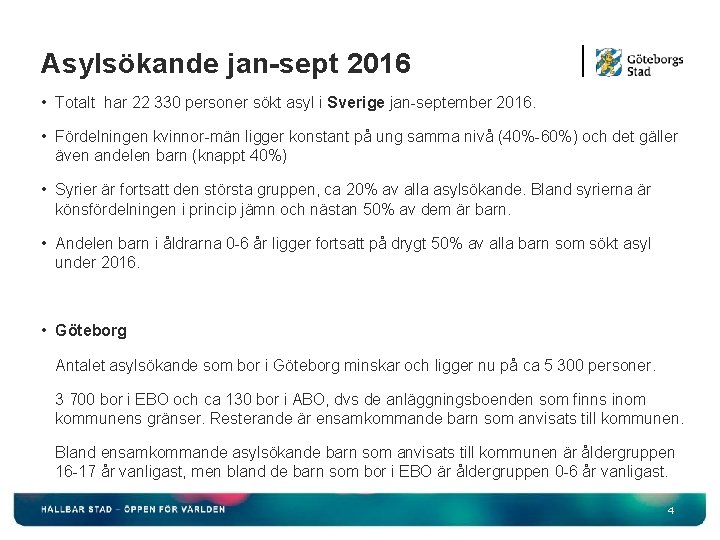 Asylsökande jan-sept 2016 • Totalt har 22 330 personer sökt asyl i Sverige jan-september