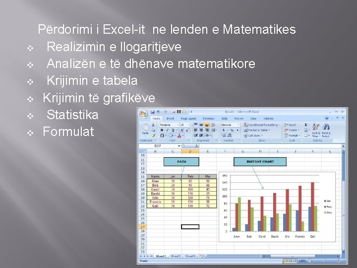 Përdorimi i Excel-it ne lenden e Matematikes v Realizimin e llogaritjeve v Analizën e