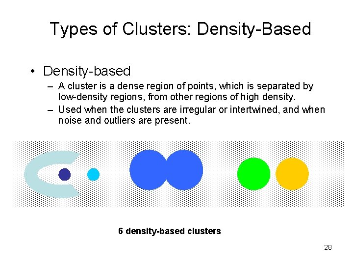Types of Clusters: Density-Based • Density-based – A cluster is a dense region of