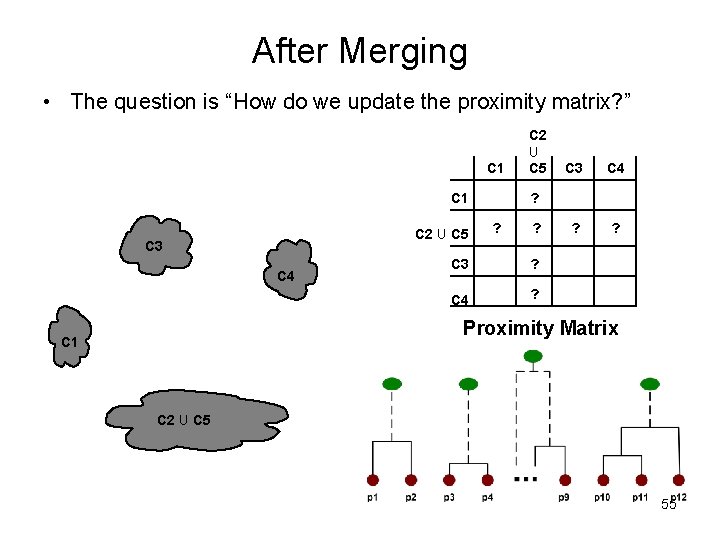 After Merging • The question is “How do we update the proximity matrix? ”