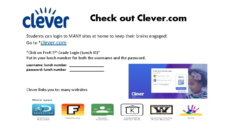 Check out Clever. com Students can login to MANY sites at home to keep