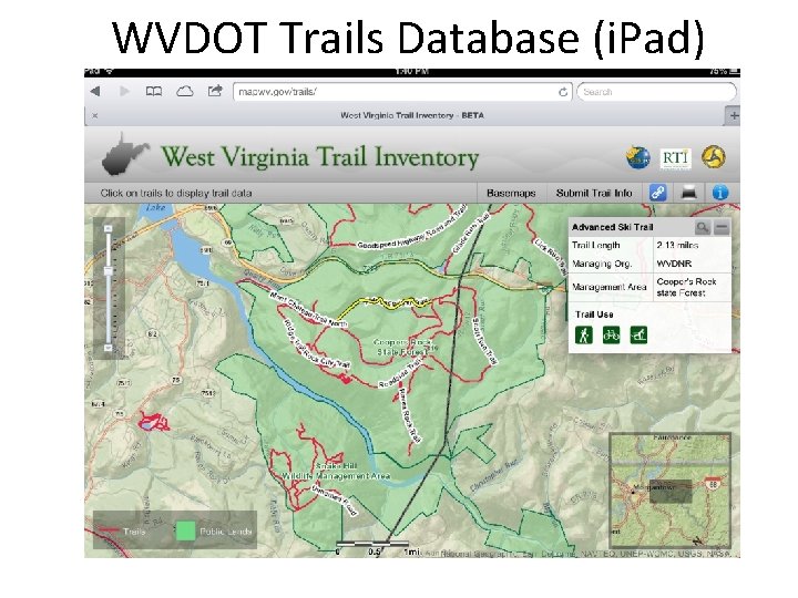 WVDOT Trails Database (i. Pad) 