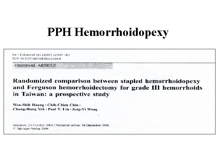 PPH Hemorrhoidopexy 