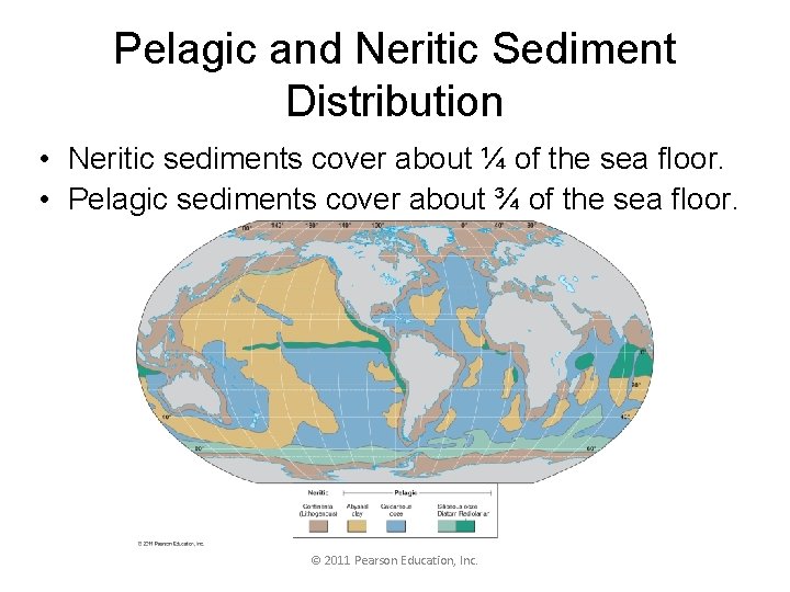 Pelagic and Neritic Sediment Distribution • Neritic sediments cover about ¼ of the sea
