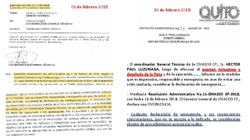 09 de febrero 2018 16 de febrero 2018 - El coordinador General Técnico de