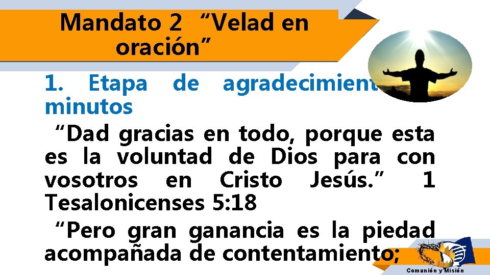 Mandato 2 “Velad en oración” 1. Etapa de agradecimiento: 2 minutos “Dad gracias en Mandato 2 “Velad en oración” 1. Etapa de agradecimiento: 2 minutos “Dad gracias en