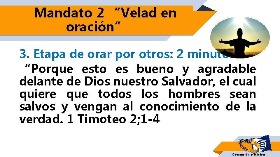 Mandato 2 “Velad en oración” 3. Etapa de orar por otros: 2 minutos “Porque Mandato 2 “Velad en oración” 3. Etapa de orar por otros: 2 minutos “Porque