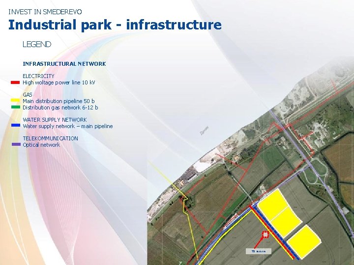 INVEST IN SMEDEREVO Industrial park - infrastructure LEGEND INFRASTRUCTURAL NETWORK ELECTRICITY High woltage power
