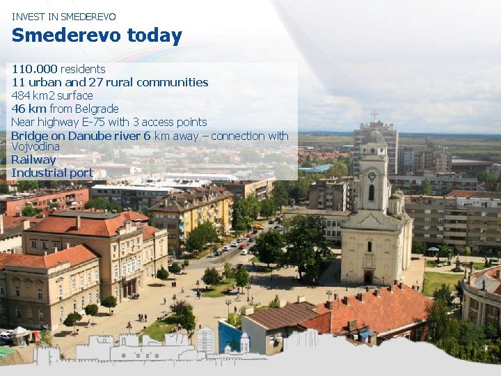 INVEST IN SMEDEREVO Smederevo today 110. 000 residents 11 urban and 27 rural communities