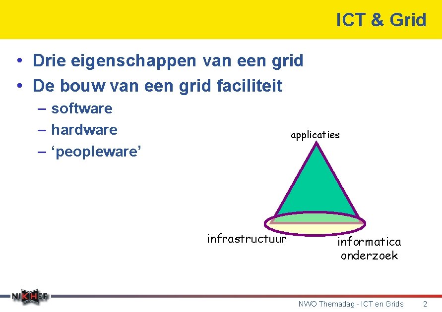 ICT & Grid • Drie eigenschappen van een grid • De bouw van een