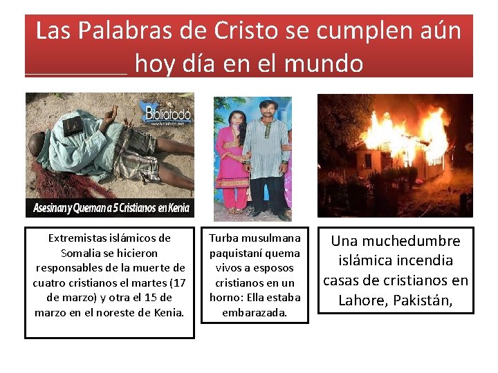 Las Palabras de Cristo se cumplen aún hoy día en el mundo Extremistas islámicos