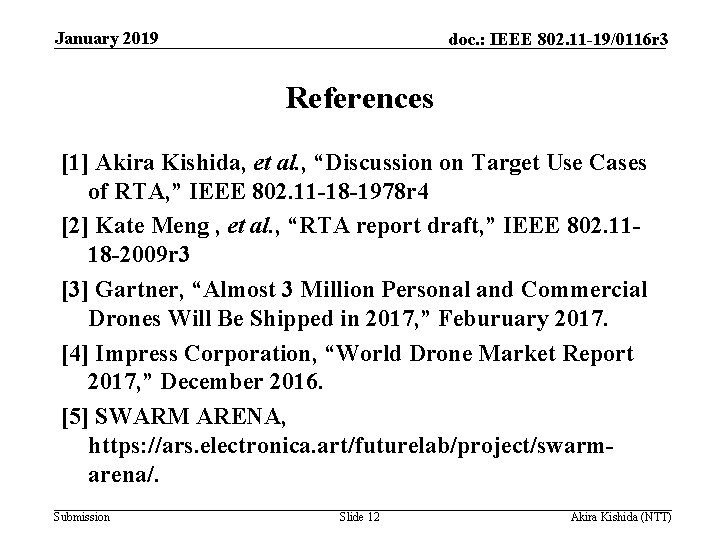 January 2019 doc. : IEEE 802. 11 -19/0116 r 3 References [1] Akira Kishida,