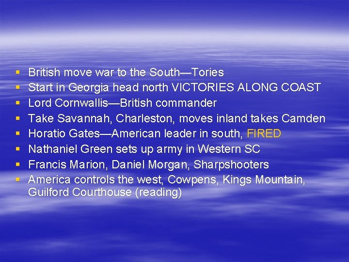§ § § § British move war to the South—Tories Start in Georgia head § § § § British move war to the South—Tories Start in Georgia head
