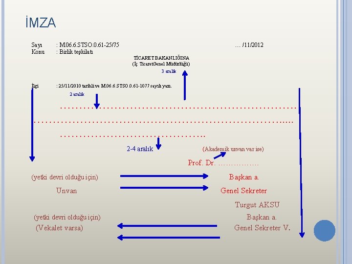 İMZA Sayı Konu : M. 06. 6. STSO. 0. 61 -25/75 : Birlik teşkilatı