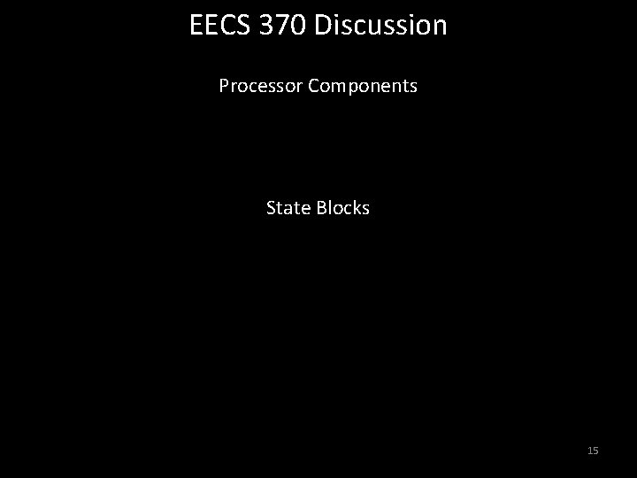 EECS 370 Discussion Processor Components State Blocks 15 EECS 370 Discussion Processor Components State Blocks 15