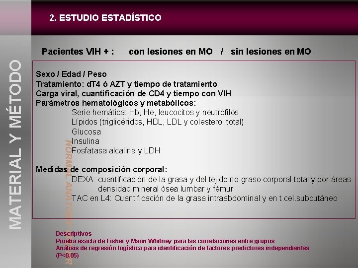 2. ESTUDIO ESTADÍSTICO con lesiones en MO / sin lesiones en MO S a