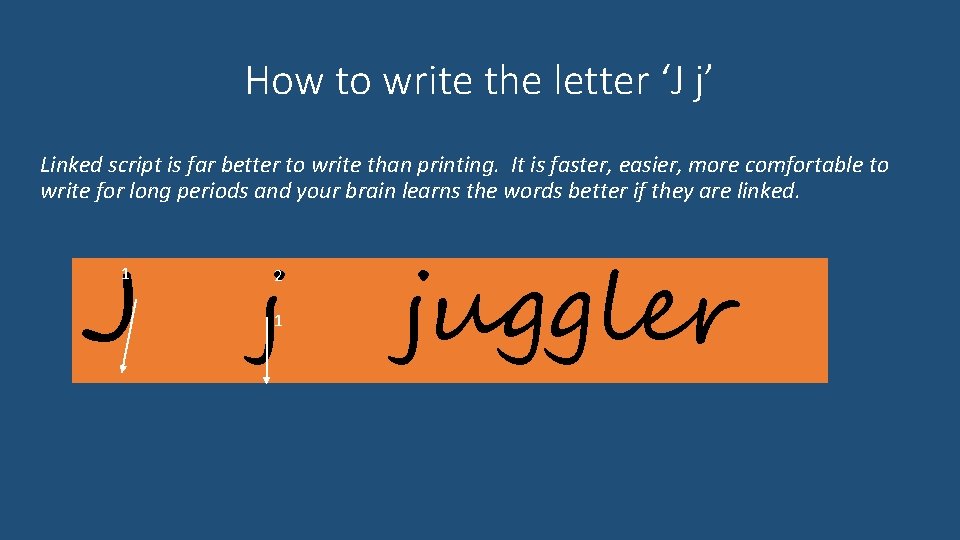 How to write the letter ‘J j’ Linked script is far better to write