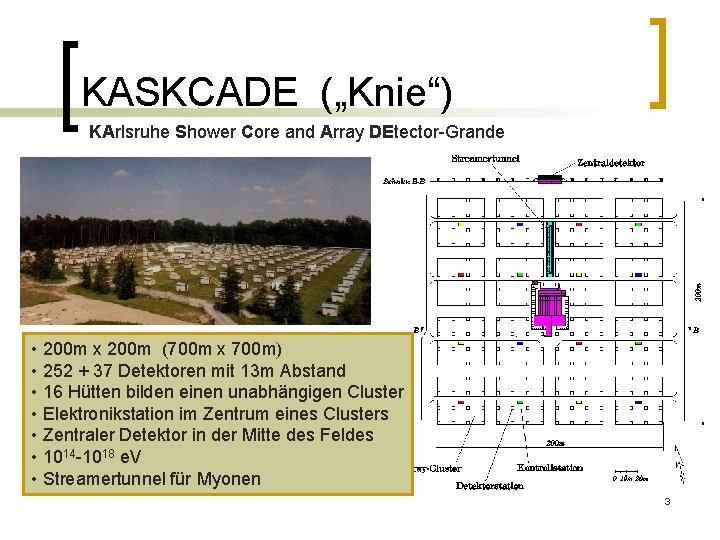 KASKCADE („Knie“) KArlsruhe Shower Core and Array DEtector-Grande • 200 m x 200 m