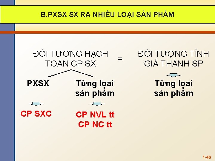 B. PXSX SX RA NHIỀU LOẠI SẢN PHẨM ĐỐI TƯỢNG HẠCH TOÁN CP SX