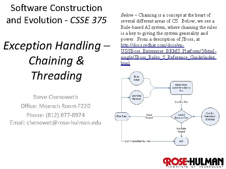 Software Construction and Evolution - CSSE 375 Exception Handling – Chaining & Threading Below
