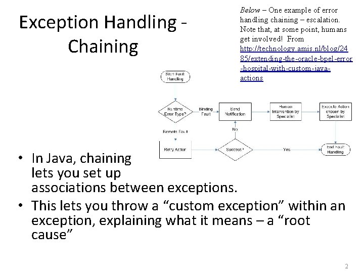 Exception Handling Chaining Below – One example of error handling chaining – escalation. Note