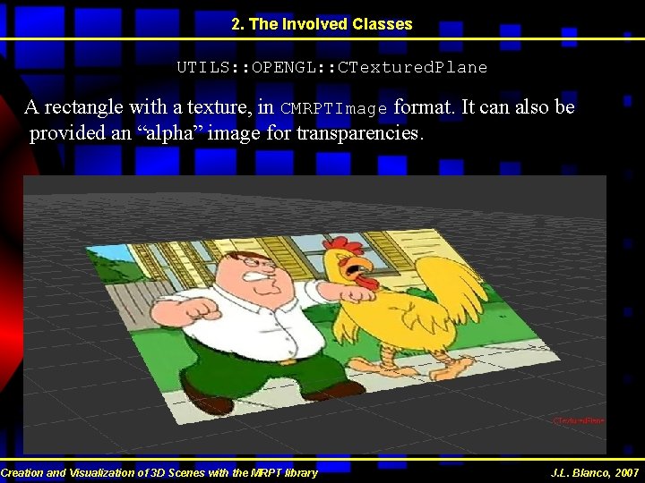 2. The Involved Classes UTILS: : OPENGL: : CTextured. Plane A rectangle with a 2. The Involved Classes UTILS: : OPENGL: : CTextured. Plane A rectangle with a